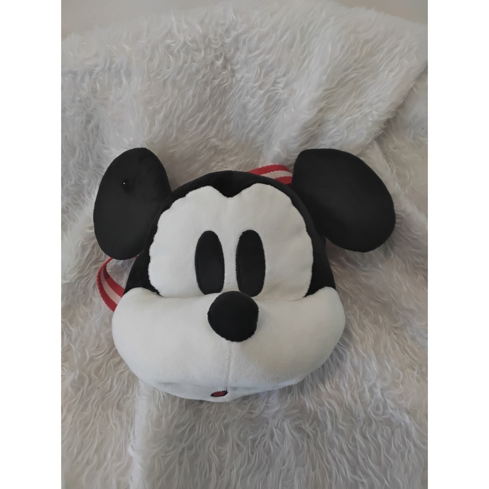 Disney Mickey Mouse Plush Head Mini Backpack Red White Striped Straps Kids